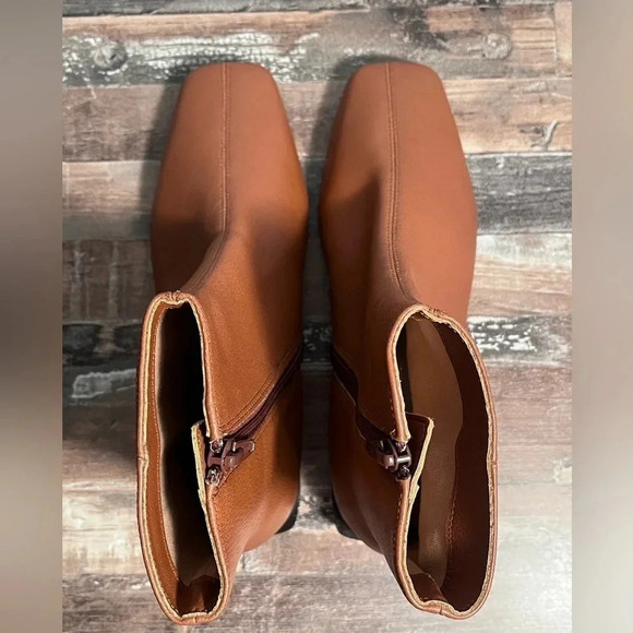 Linea Paolo Brown Leather Zip Up Ankle Boots Women Size 4.5 - Picture 5 of 7